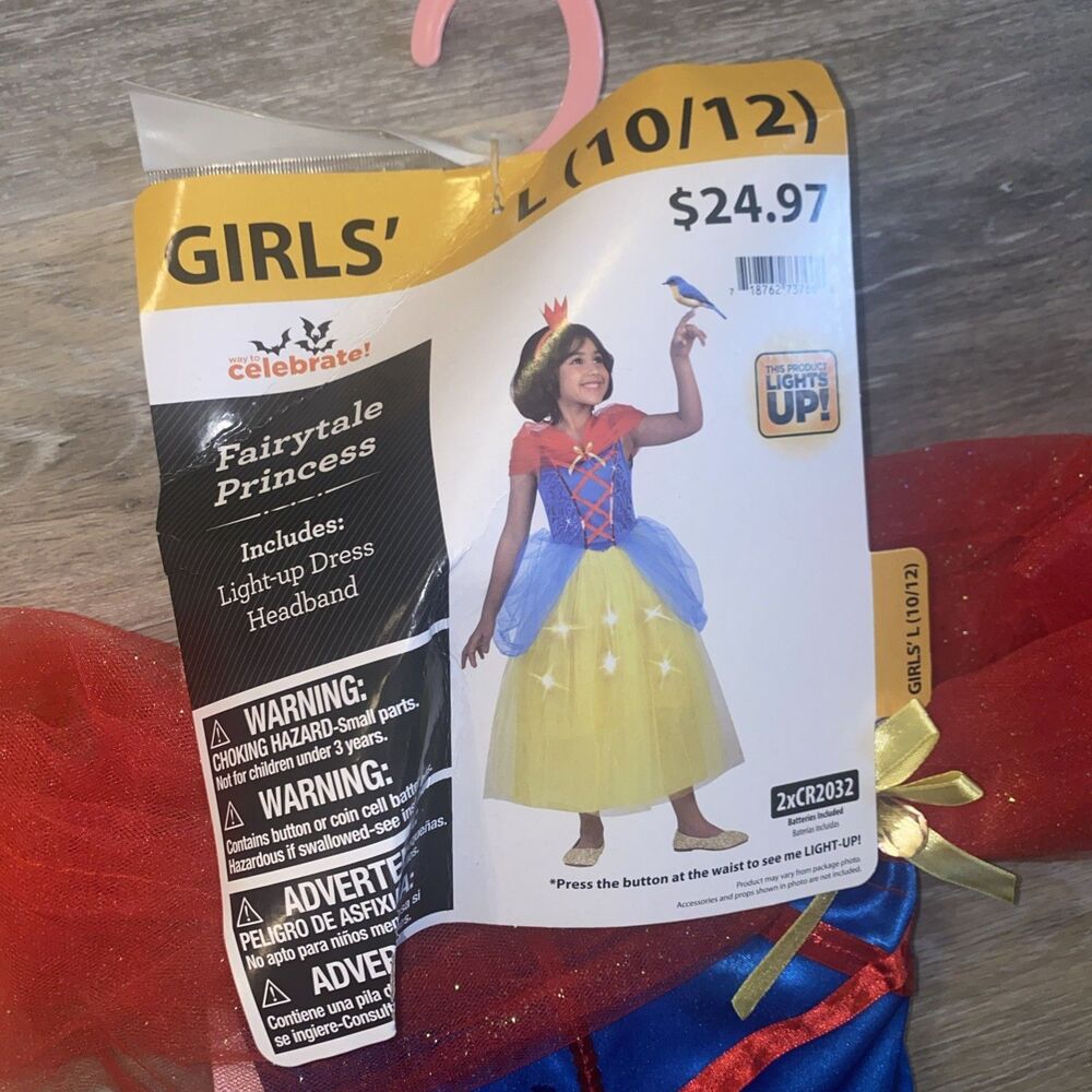 Halloween Costume Girl Disney Fairy Tale Princess Snow White   Large 10-12 New - Picture 5 of 7